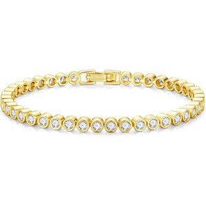 14K Gold White Gold-Plated Tennis Bracelets for Women 6.5/7/7.5 Inch